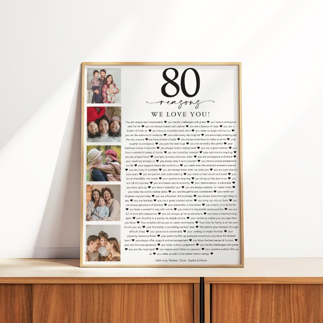 Pôster 80 Reasons We Love You Birthday Keepsake (Criador carregado)