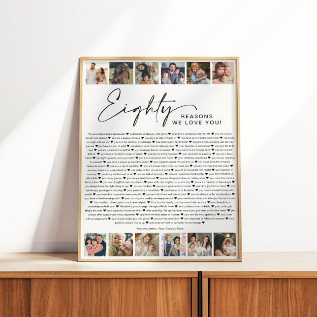 Pôster 80 Reasons We Love You Birthday Photo Collage (Criador carregado)