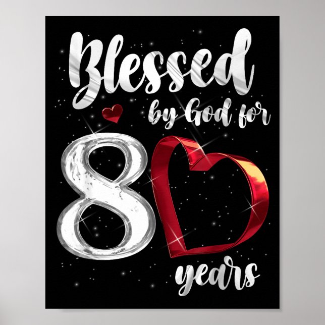 Poster 80th Birthday Blessed By God For 80 Years Birthday (Frente)