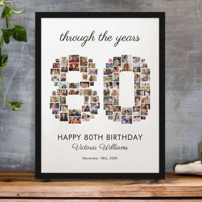 Poster 80th Happy Birthday Photo Collage (Criador carregado)