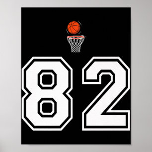 Poster 82 Números de Estilo de Basquete Vintage White Pre