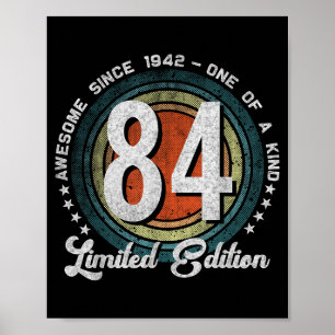 Poster 84 Anos de Idade Edição Limitada Vintage 1942 84º