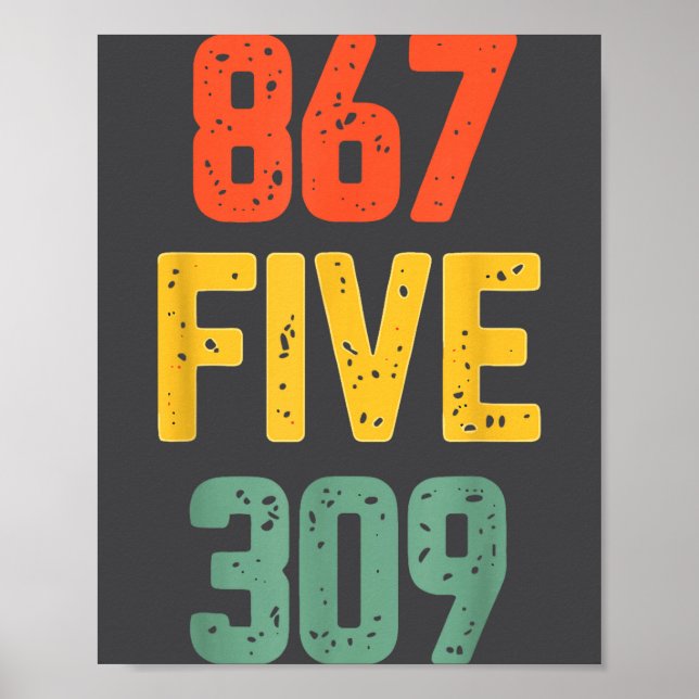 Poster 867 Five 309 Retro Music Number Funny 80s Throwbac (Frente)