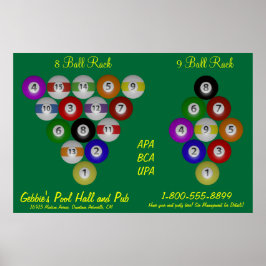 Pôster 8 Ball 9 Ball Rack Billiard Hall