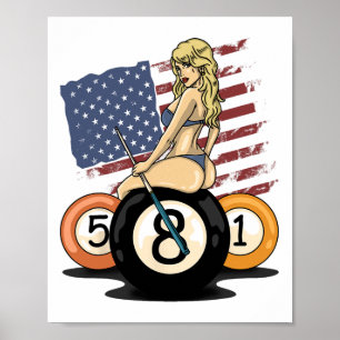 Poster 8 Ball Billiard Piscina Player Oito Bailliers