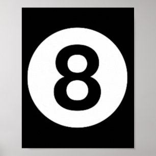 Poster 8 Bilhetes de Piscina Mesa Figuras Oito Bola