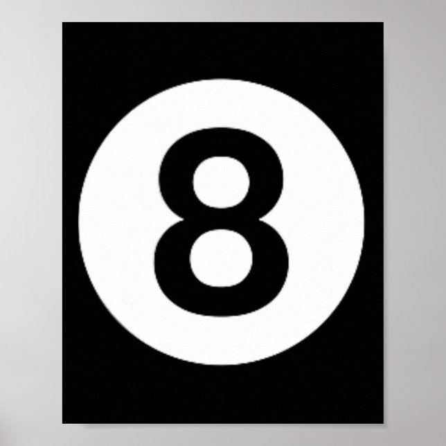 Poster 8 Bilhetes de Piscina Mesa Figuras Oito Bola (Frente)