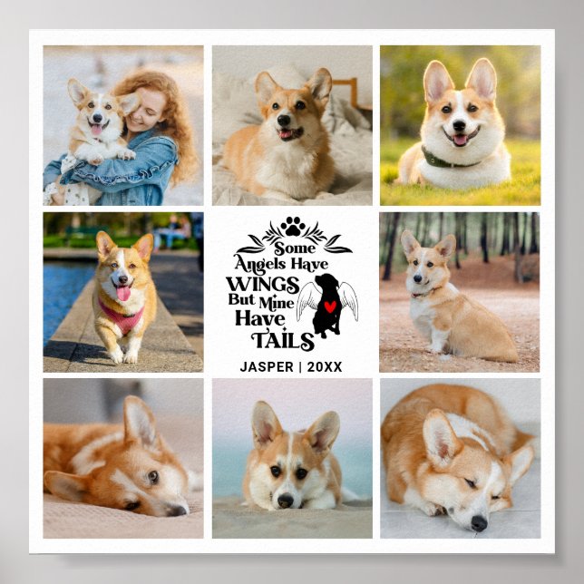 Poster 8 Foto Colagem de Pet Dog Lembrança de Perda (Frente)