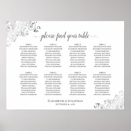 Poster 8 Gráfico de Casamento Branco de Mesa