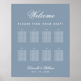 Poster 8 Mesa Poeira Azul Casamento Simples Carta de Asse