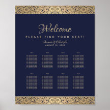 8 Mesas Carta de Assentos de Casamento Azul Marinh
