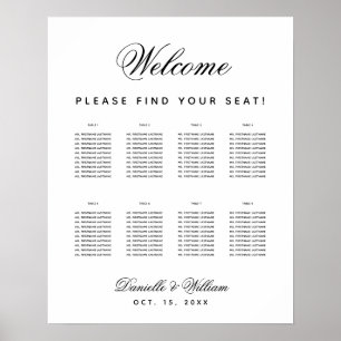 Poster 8 Mesas Carta de Assentos de Casamento Simples Pre