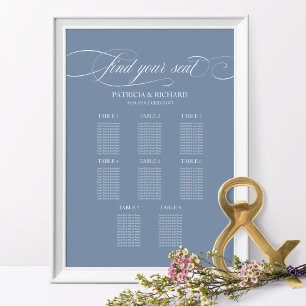 Poster 8 Mesas Gráfico de Casamento Conselho Azul Dusty