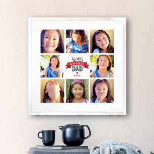 Poster 8 Photo Collage Modern “World’s Greatest Dad” Red