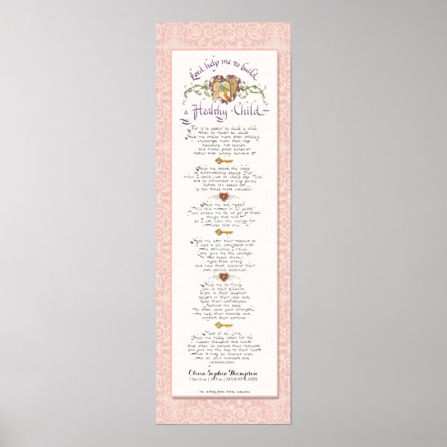Poster 8 x 24 Crie uma Cor damasco de Blush para Crianças (Frente)