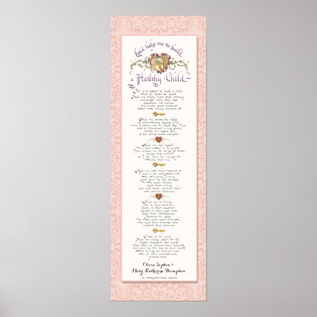 Poster 8 x 24 Crie uma Cor damasco de Blush para Crianças (Frente)