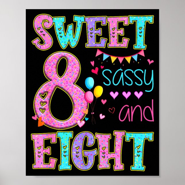 Poster 8 Years Old Sweet Sy And Eight Birthday Girl Donut (Frente)