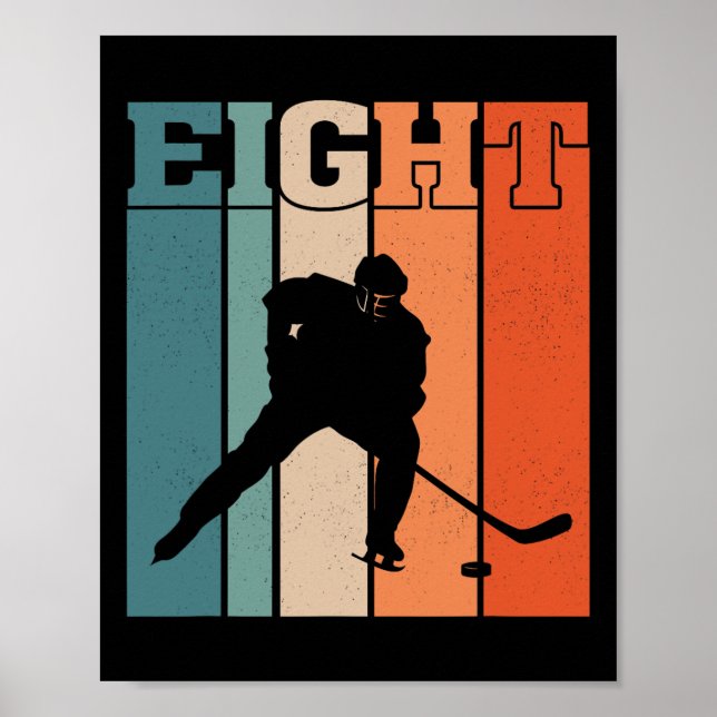 Poster 8th Birthday Retro Ice Hockey 8 Years Old Boy Girl (Frente)
