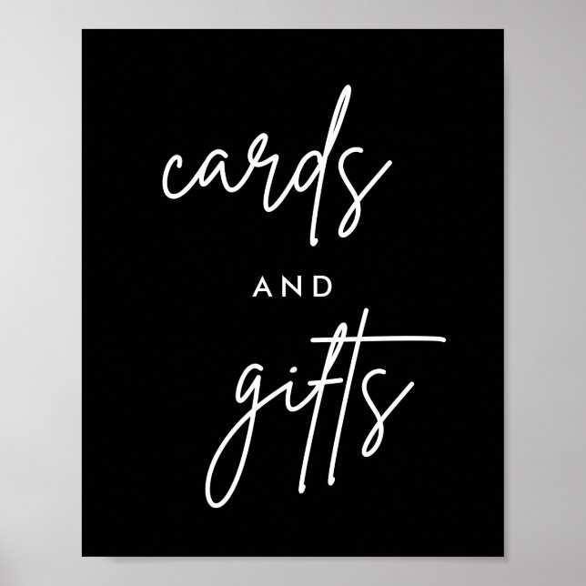 Poster 8x10 Black Modern Cards and Gifts Wedding Table (Frente)