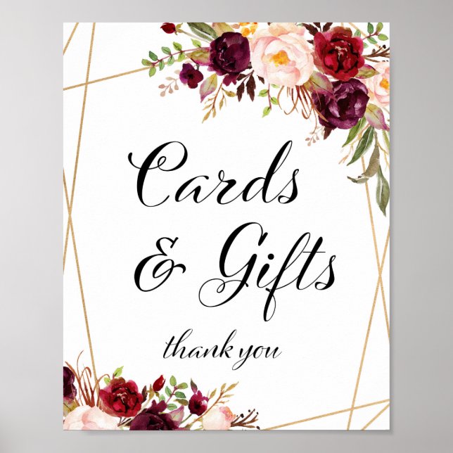 Poster 8x10" Burgundy Boho - Símbolo Floral (Frente)