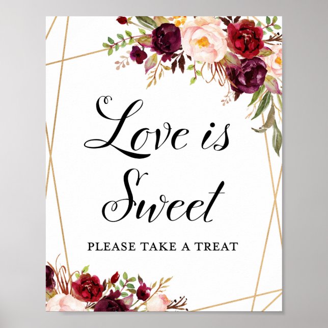 Poster 8x10" Burgundy Boho - Símbolo Floral (Frente)