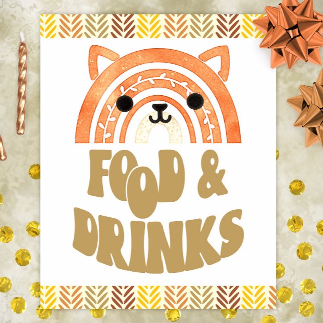 Poster 8x10 Comidas e bebidas Boho Woodland Fox Birthday (Criador carregado)