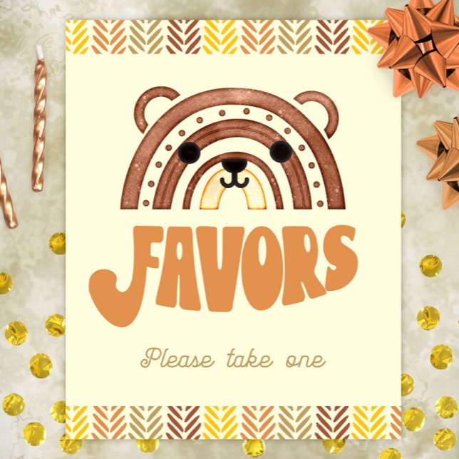 Poster 8x10 Favoritos Aniversário Urso Boho Floresta (Criador carregado)