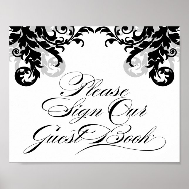 Pôster 8x10 Flourish Sign Our Guest Book for Framining (Frente)
