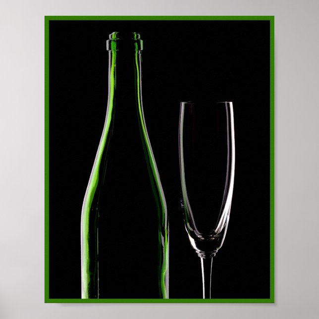 Poster 8X10 Garrafa de Vinho e Óculos de Parede (Frente)