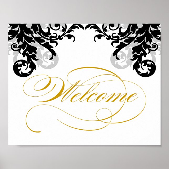 Pôster 8x10 Sinal de boas-vindas de casamento florescente (Frente)