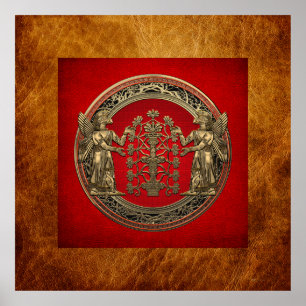 Poster [900] Dois Ninurtas Dourados com Árvore da Vida