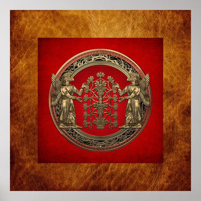 Poster [900] Dois Ninurtas Dourados com Árvore da Vida (Frente)