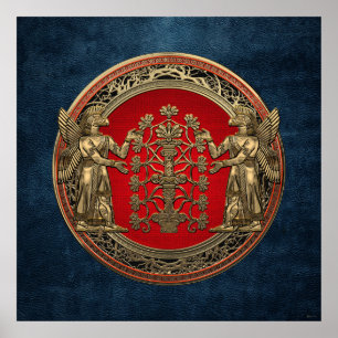 Poster [900] Dois Ninurtas Dourados com Árvore da Vida