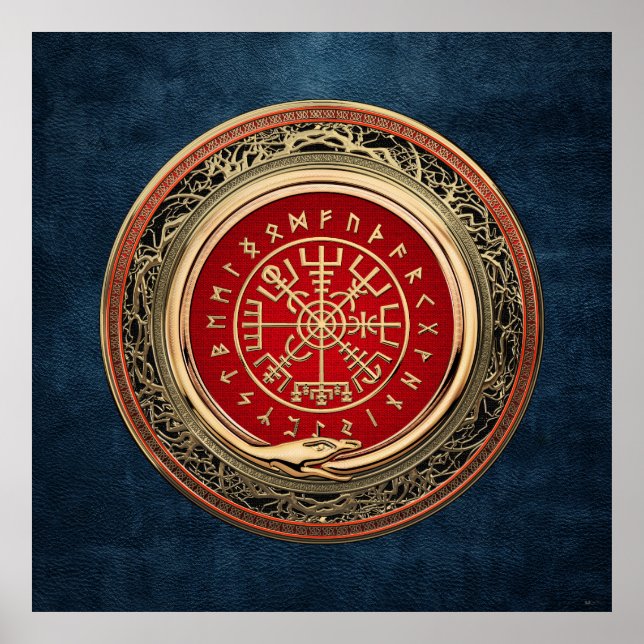 Poster [900] Vegvisir - Viking Gold Magic Runic Compass (Frente)