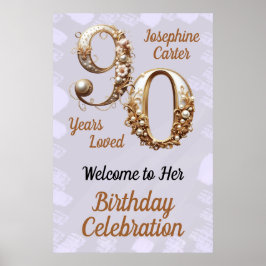 Poster 90 Birthday Elegant Party