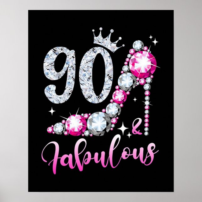 Poster 90 Birthday High Heel Calçado Crown Diamond (Frente)