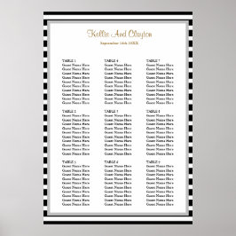 Poster 90 Gráfico de Lugares de Casamento de Stripes Negr