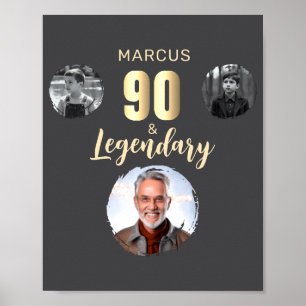 Poster 90 lendário 3 fotos ouro 90º aniversário