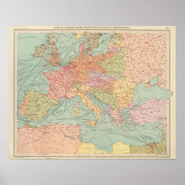 Poster 910 Linhas de Comunicação, Europa Central (Frente)