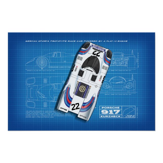 Pôster 917 Martini Blueprint (Frente)