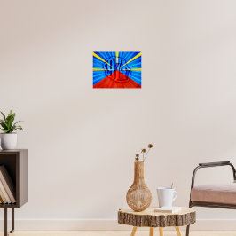 Poster 974 Ile de la Réunion - Drapeau réunionnais