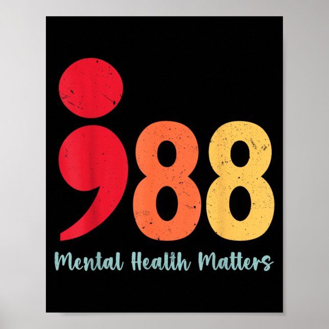 Poster 988 Ponto e Vírgula Prevenção de Saúde Mental (Frente)