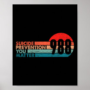 Poster 988 Prevenção Contra Suicídio Camisa 988 Awarenes