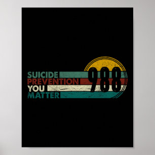 Poster 988 Prevenção Contra Suicídio Camisa 988 Awarenes