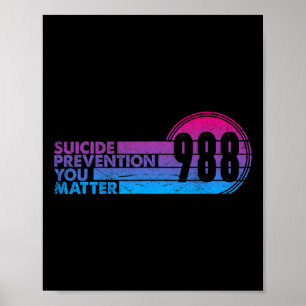Poster 988 Prevenção Contra Suicídio Camisa 988 Awarenes
