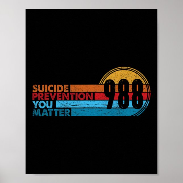 Poster 988 Prevenção Contra Suicídio Camisa 988 Awarenes (Frente)
