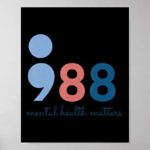 Poster 988 Problemas de saúde mental Prevenção suicida em