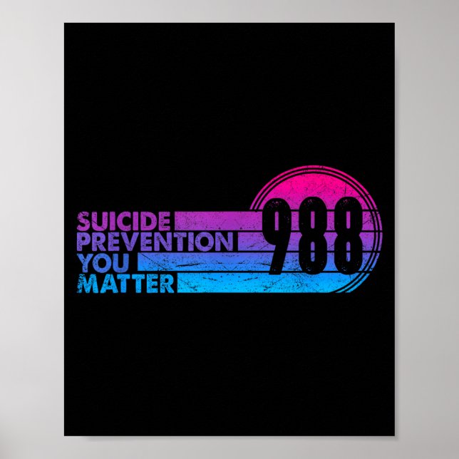 Poster 988 Shirt Suicide Prevention Lifeline 988 Awarenes (Frente)