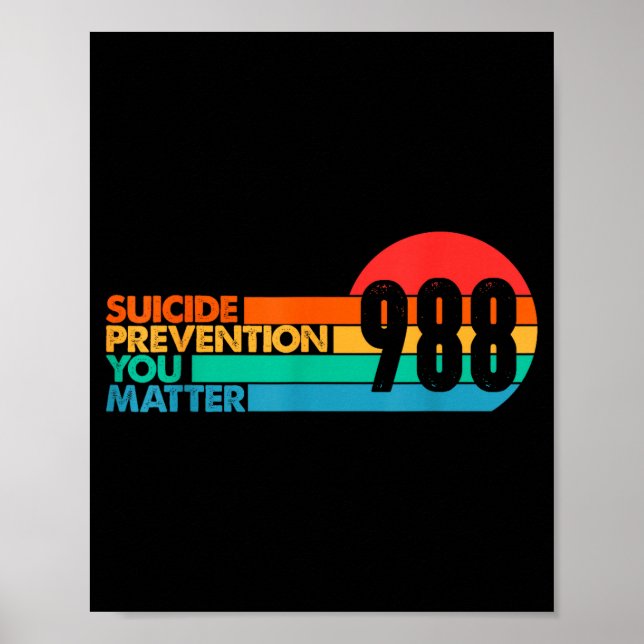 Poster 988 Shirt Suicide Prevention Lifeline 988 Awarenes (Frente)