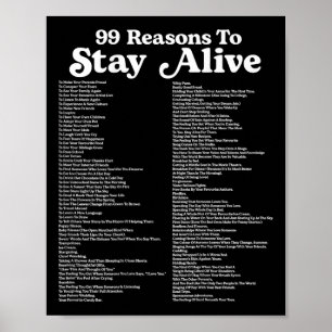 Poster 99 Razões Para Continuar Vivo Saúde Mental Positiv